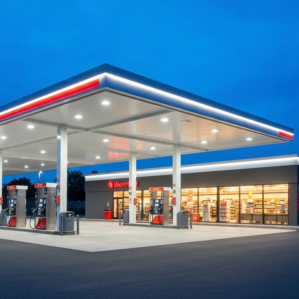 Gas station at night